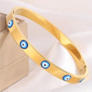 Gold Evil Eye Bangle